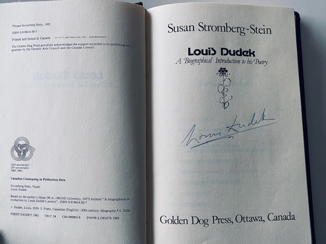 Biography of Louis Dudek by Susan Stromberg Stein